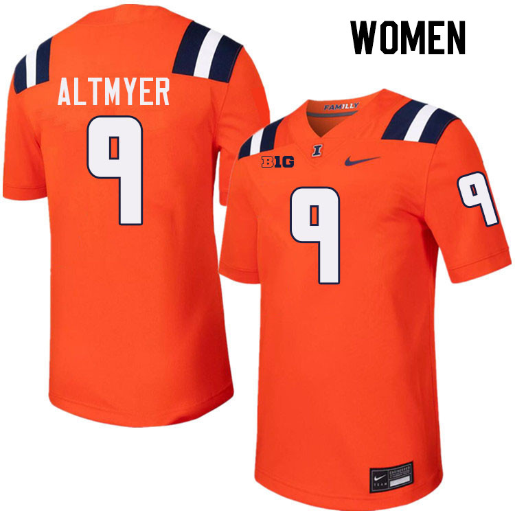 Women #9 Luke Altmyer Illinois Fighting Illini College Football Jerseys Stitched-Orange